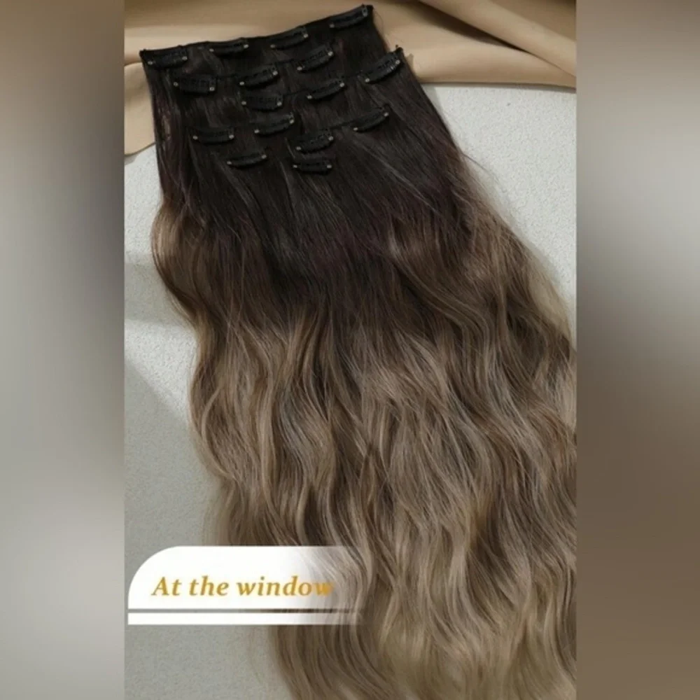 22 Inch Balayage Brown & Blonde Clip in Curly Hair Extensions